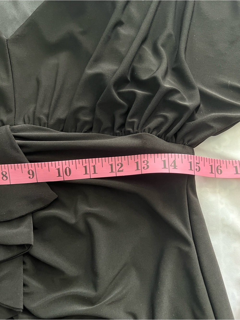Xscape Black Ruched Ruffle Long Sleeve Evening Gown Size 6 - Picture 10 of 14